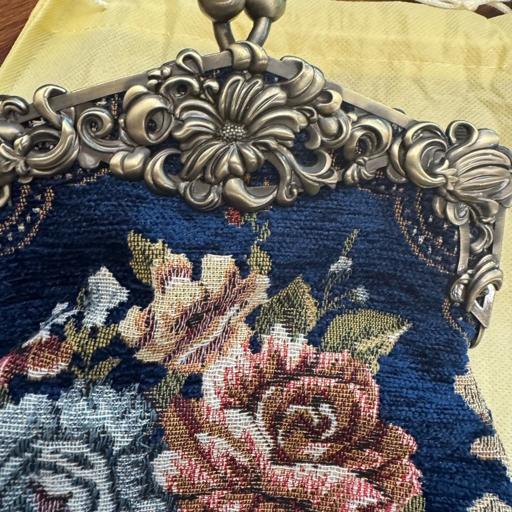 Floral Tapestry Handbag with Silver Accents - Picture 2 of 10